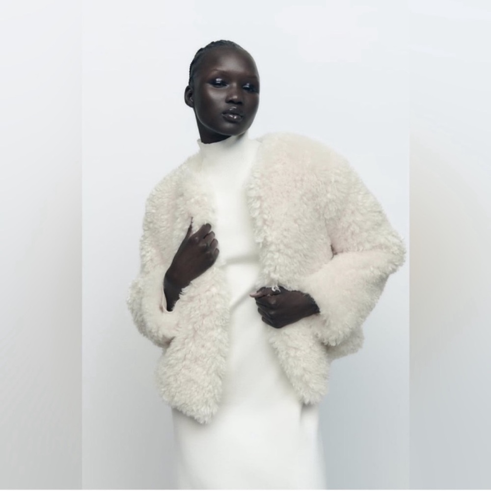 Zara Cream Teddy Jacket - Picture 5 of 12